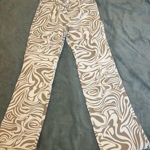 Miss Lola Beige and White Swirl Pants